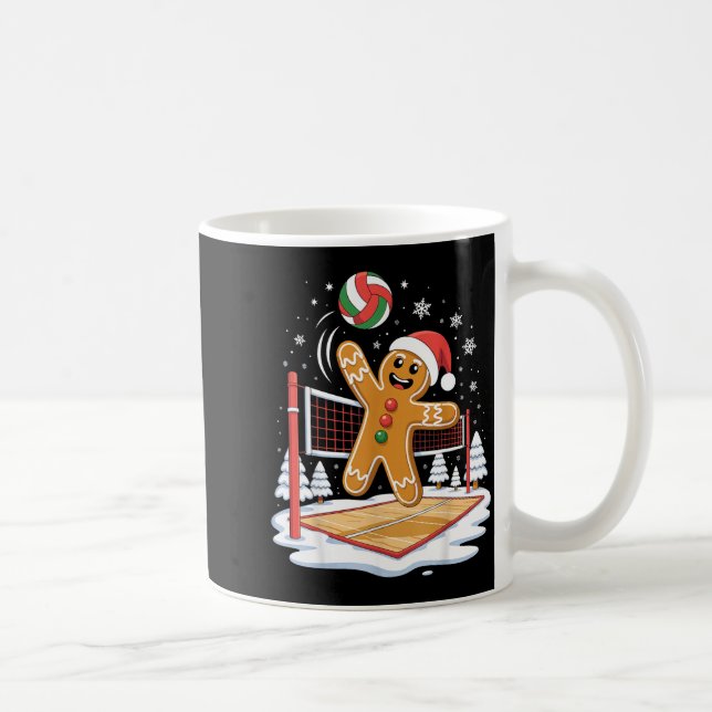 Taza De Café Funny Gingerbread Volleyball Player Christmas  (Derecha)