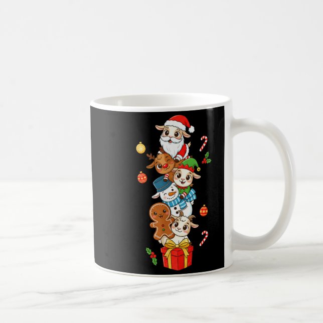 Taza De Café Funny Goat Santa Elf Snowman Christmas Womens Mens (Derecha)