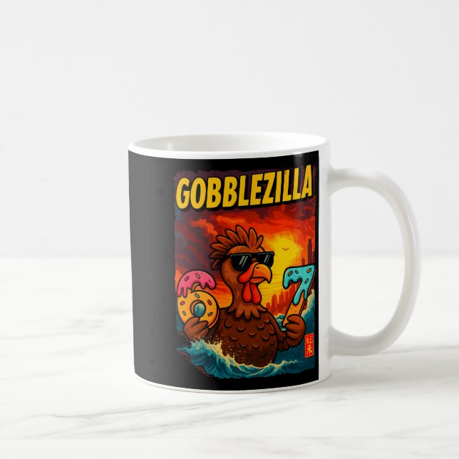 Taza De Café Funny Gobblezilla Meme Thanksgiving And 6-7 Christ (Derecha)