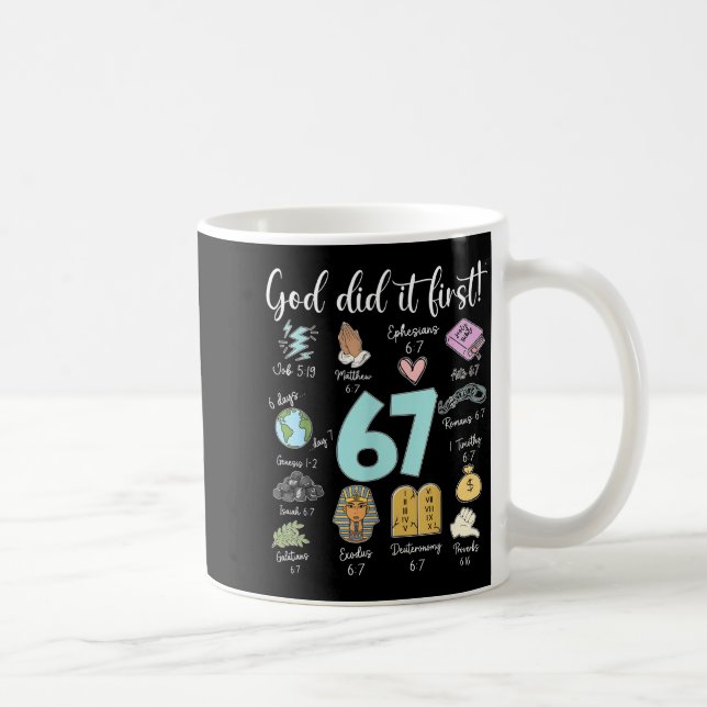 Taza De Café Funny God Did It First 67 Meme Jesus Christian Bib (Derecha)
