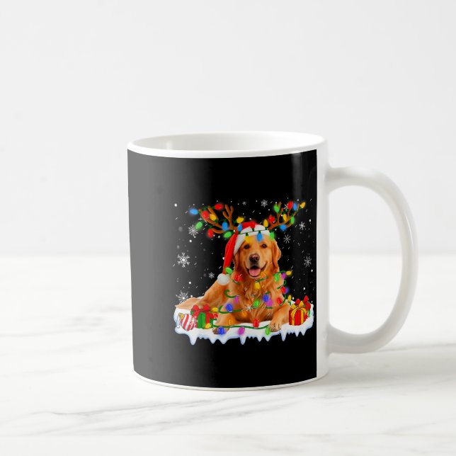 Taza De Café Funny Golden Retriever Christmas Santa Hat Reindee (Derecha)