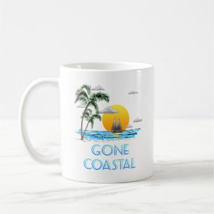 Taza De Café Funny Gone Coastal Nautical Sailing Sunset