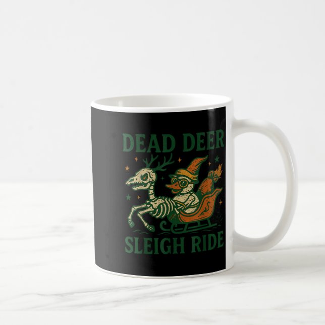 Taza De Café Funny Goth Christmas Pun Y Reindeer Skeleton Xmas  (Derecha)