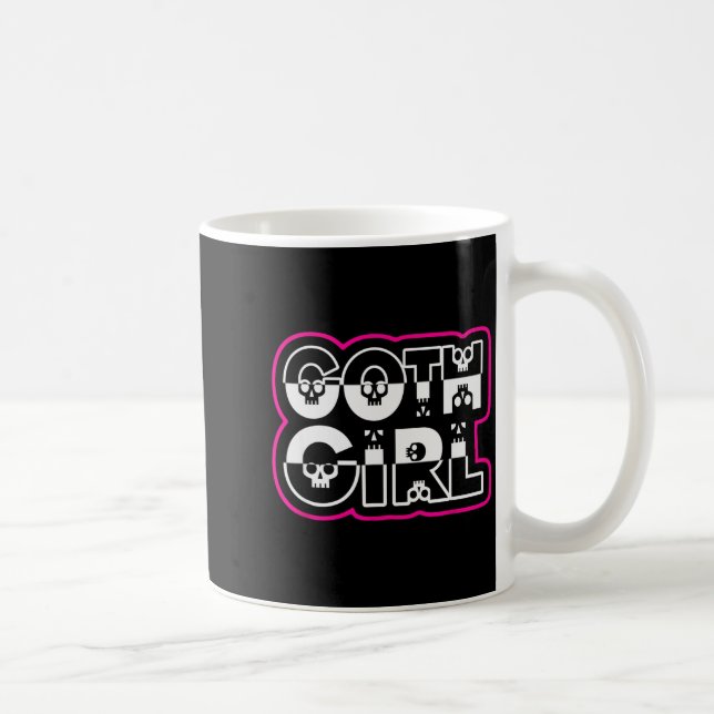 Taza De Café Funny Goth Girl Black And White  (Derecha)