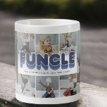 Taza De Café Funny gracioso Collage de fotos tío de Guay<br><div class="desc">Un tío gracioso tazón de café con 8 fotos familiares para que las reemplazes con las tuyas,  el dicho "funcionado" y los nombres de los niños.</div>