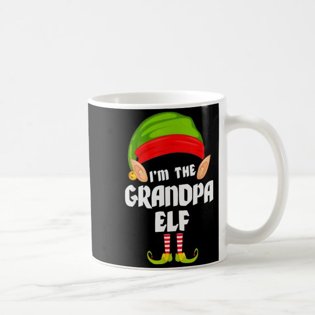 Taza De Café Funny Grandpa Elf Matching Family Group Pj Christm (Derecha)