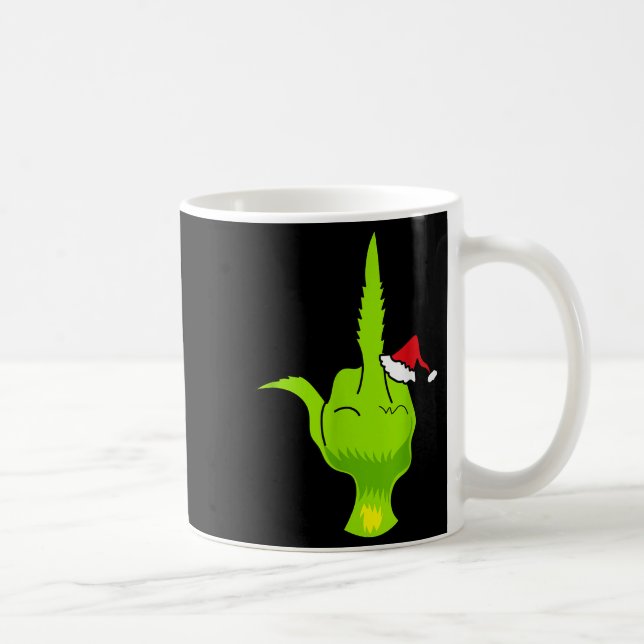 Taza De Café Funny Green Hand Middle Finger Xmas Santa  (Derecha)