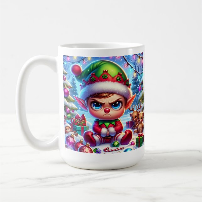 Taza De Café Funny Grumpy Elf Navidades (Izquierda)