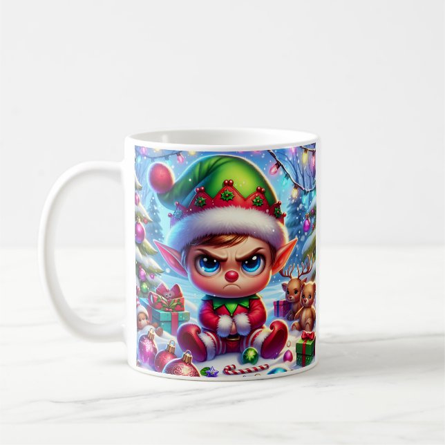 Taza De Café Funny Grumpy Elf Navidades (Izquierda)