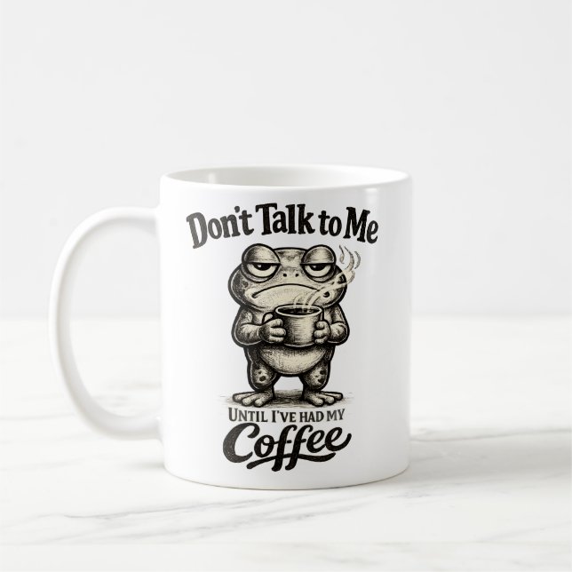 Taza De Café Funny Grumpy Frog Drinking Coffee (Izquierda)