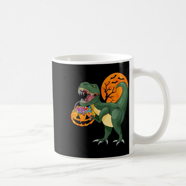 Taza De Café Funny Halloween Dinosaur Pumpkin Y T Rex Boys Kids (Derecha)