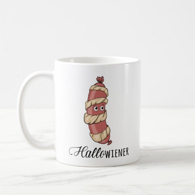 Taza De Café Funny Halloween Hotdog Mummy Hallowiener Pun (Izquierda)