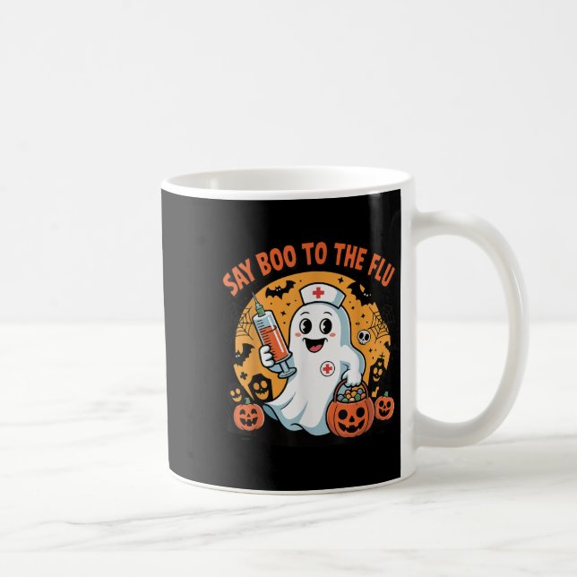 Taza De Café Funny Halloween Quote Say Boo To The Flu Cool Vacc (Derecha)