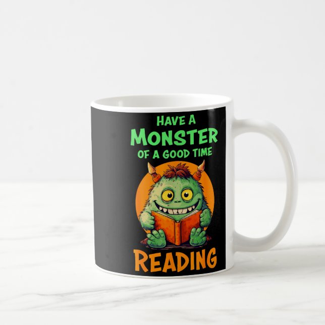 Taza De Café Funny Halloween Teacher Librarian Monster Reading  (Derecha)
