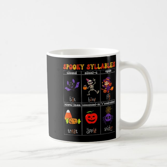 Taza De Café Funny Halloween Teacher Spooky Syllables Candy Cos (Derecha)