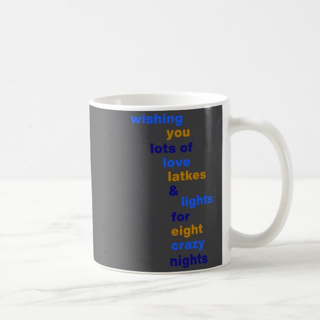 Taza De Café Funny Hanukkah Love Latkes Lights In Blue  (Derecha)