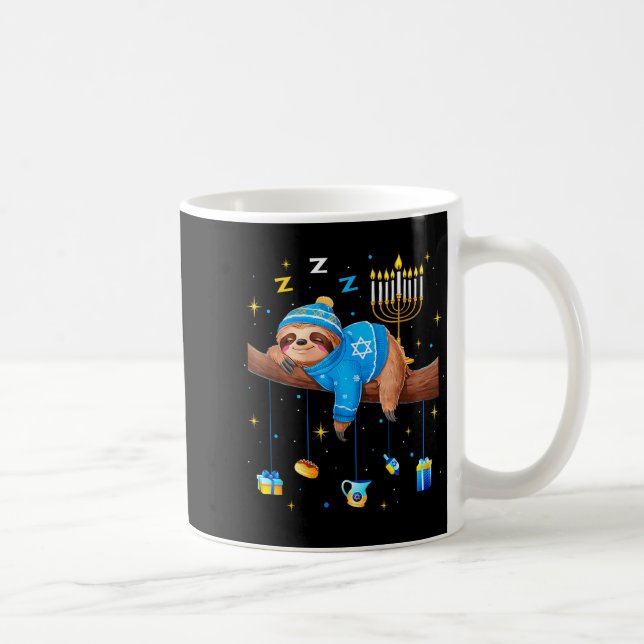 Taza De Café Funny Hanukkah Sloth Jewish Chanukah Sleeng Hanukk (Derecha)