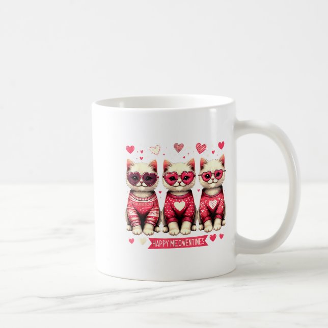 Taza De Café Funny Happy Meowentines Cute Valentine Cats Love C (Derecha)