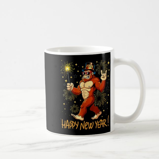 Taza De Café Funny Happy New Year 2026 Bigfoot Lovers New Years (Derecha)