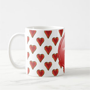 Taza De Café Funny Heart Pattern oro rojo + tu trasero. y texto