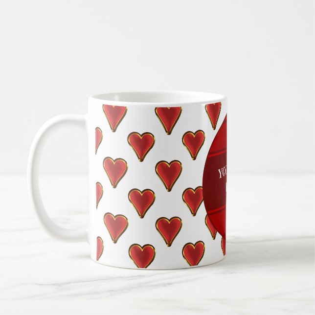 Taza De Café Funny Heart Pattern oro rojo + tu trasero. y texto (Izquierda)