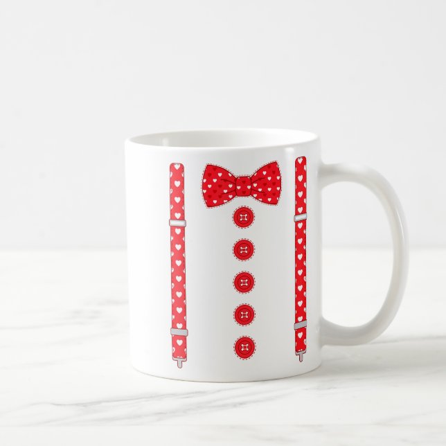 Taza De Café Funny Hearts Bow Tie Suspenders Valentine's Day Co (Derecha)