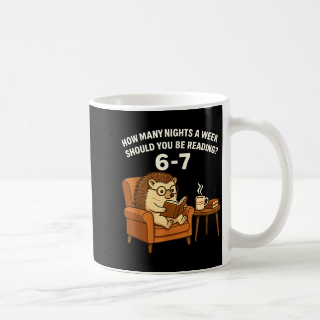 Taza De Café Funny Hedgehog Reading Book 67 Six Seven Meme  (Derecha)