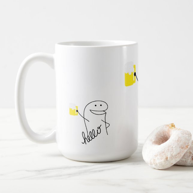 TAZA DE CAFÉ FUNNY HELLO PERSONALIZADO EMPLEADO COTRABAJADOR GI (Con donut)