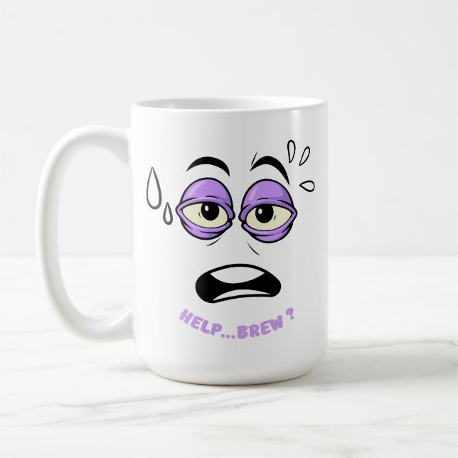 Taza De Café Funny Help Brew Sleepy Face Personalizado (Izquierda)
