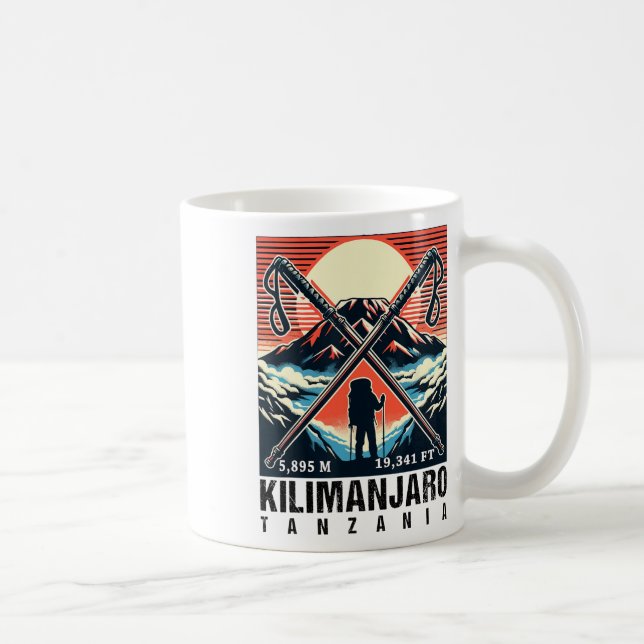Taza De Café Funny Hiking Art Climbed Mount Kilimanjaro For Hik (Derecha)