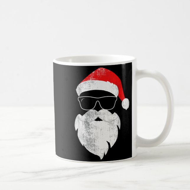Taza De Café Funny Hipster Santa Face With Hat Beard &amp; Gles (Derecha)