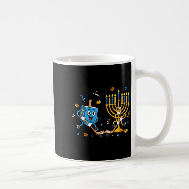 Taza De Café Funny Hockey Dreidel Menorah Hanukkah Kids Womens  (Derecha)