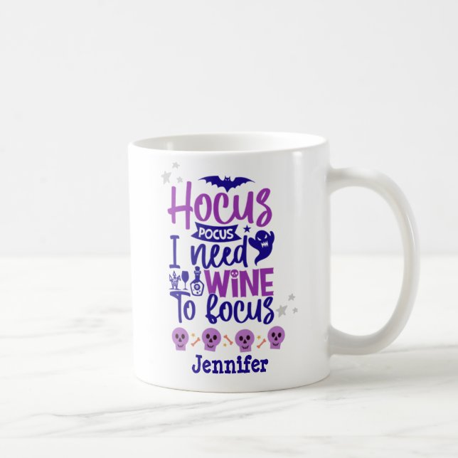 Taza De Café Funny Hocus Pocus Halloween Púrpura Personalizado (Derecha)