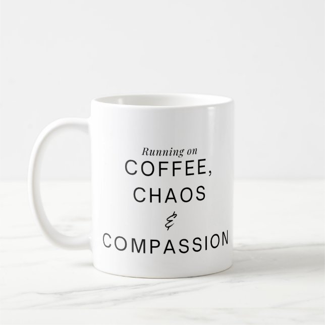 Taza De Café Funny Humorous Nurse Coffee and Compassion  (Izquierda)