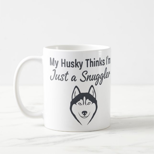 Taza De Café Funny Husky Dog Snuggler (Izquierda)