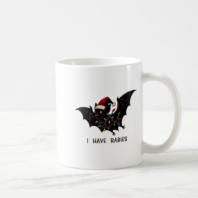 Taza De Café Funny I Have Rabies Christmas Bat Matching Holiday (Derecha)