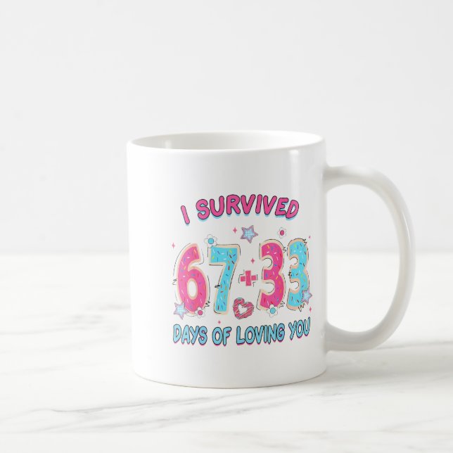 Taza De Café Funny I Survived 67 + 33 Days Of Loving You Valent (Derecha)