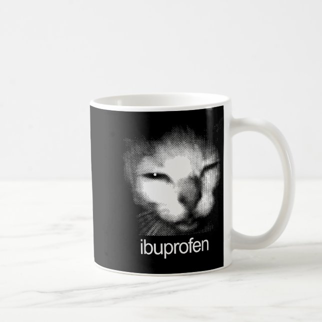 Taza De Café Funny Ibuprofen Cat Meme Retro Ugly Cat Face Mens  (Derecha)