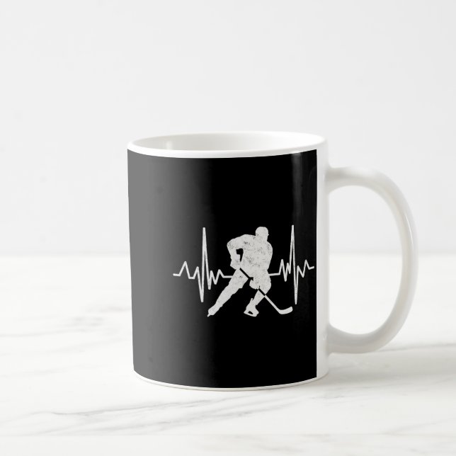 Taza De Café Funny Ice Hockey Player Goalie Heartbeat Hockey Fa (Derecha)