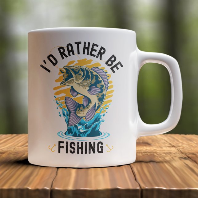 Taza De Café Funny I'd rather be fishing (Subido por el creador)
