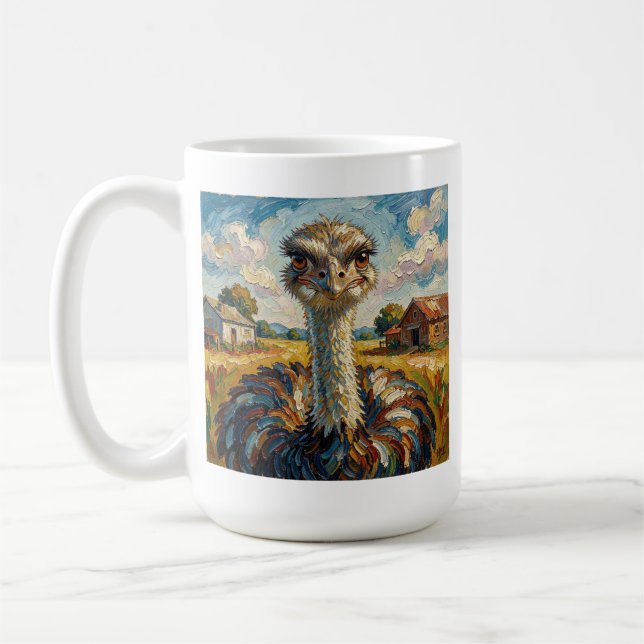 Taza De Café Funny Impasto Ostrich on a Ranch Personalized (Izquierda)