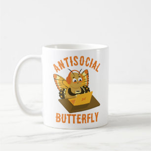 Taza De Café Funny Introvertido Mariposa Estética Antisocial