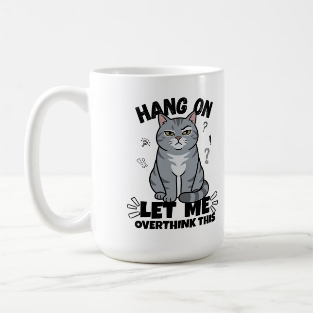 Taza De Café Funny Judgmental Grey Cat Illustration (Izquierda)