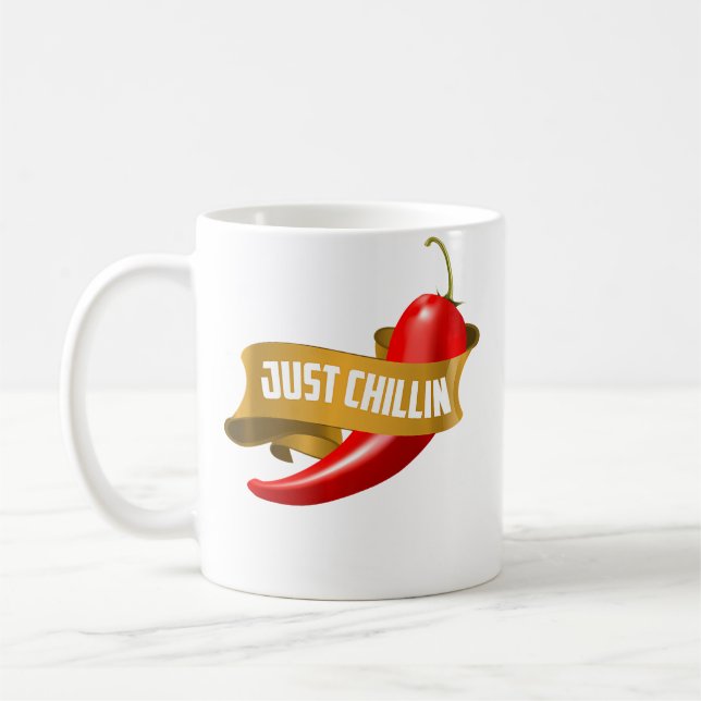 Taza De Café Funny Just Chillin Chili Pepper For Spicy Food Lov (Izquierda)