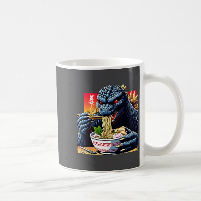 Taza De Café Funny Kaiju Eating Ramen Japanese Monster Lover Bi (Derecha)