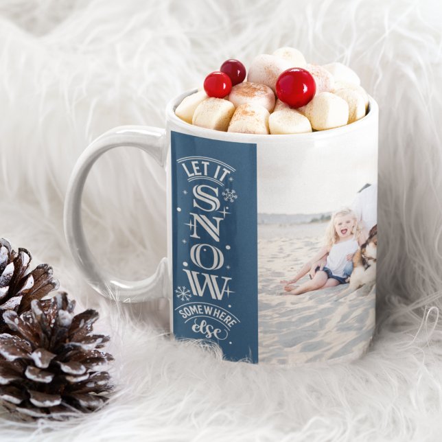 Taza De Café Funny Let it Snow Beach Photo Navidades (Subido por el creador)