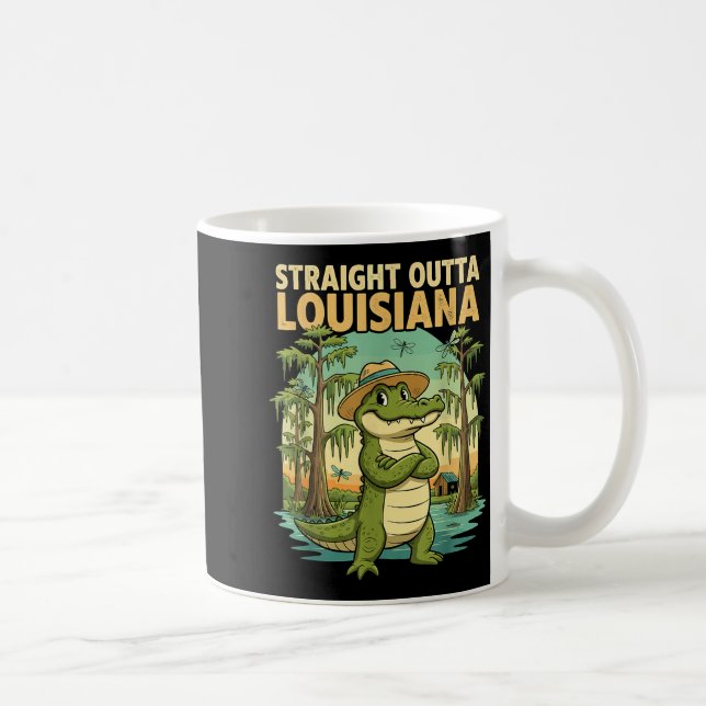 Taza De Café Funny Louisiana Alligator Retro Wildlife Travel Ba (Derecha)