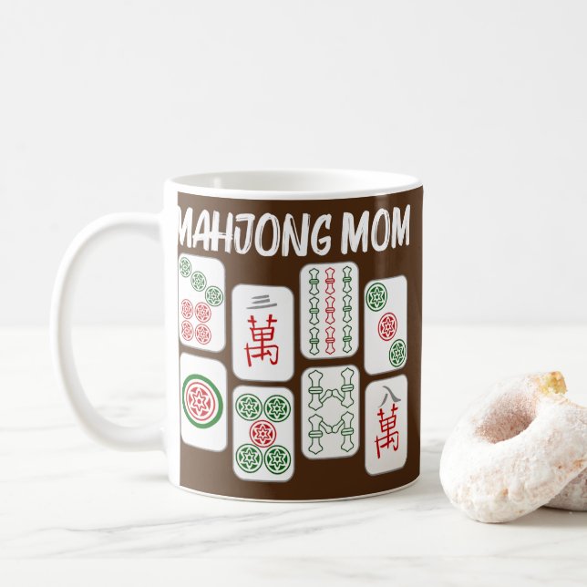 Taza De Café Funny Mahjong Gift For Mom Mother Tile Game Lover (Con donut)