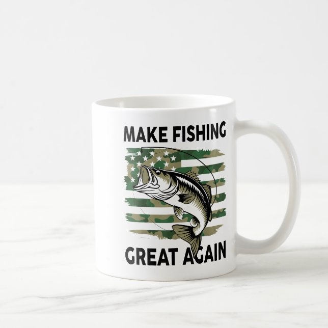 Taza De Café Funny Make Fishing Great Again Camo B Fish America (Derecha)