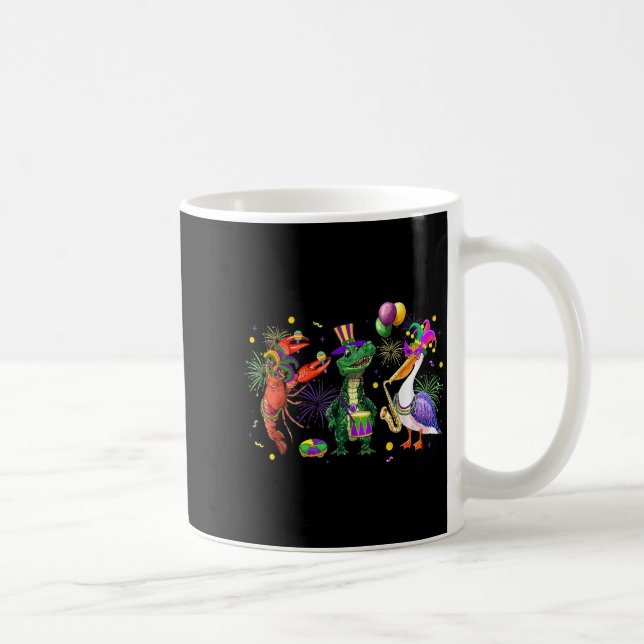Taza De Café Funny Mardi Gras 2026 Crocodile Crawfish Pelican N (Derecha)